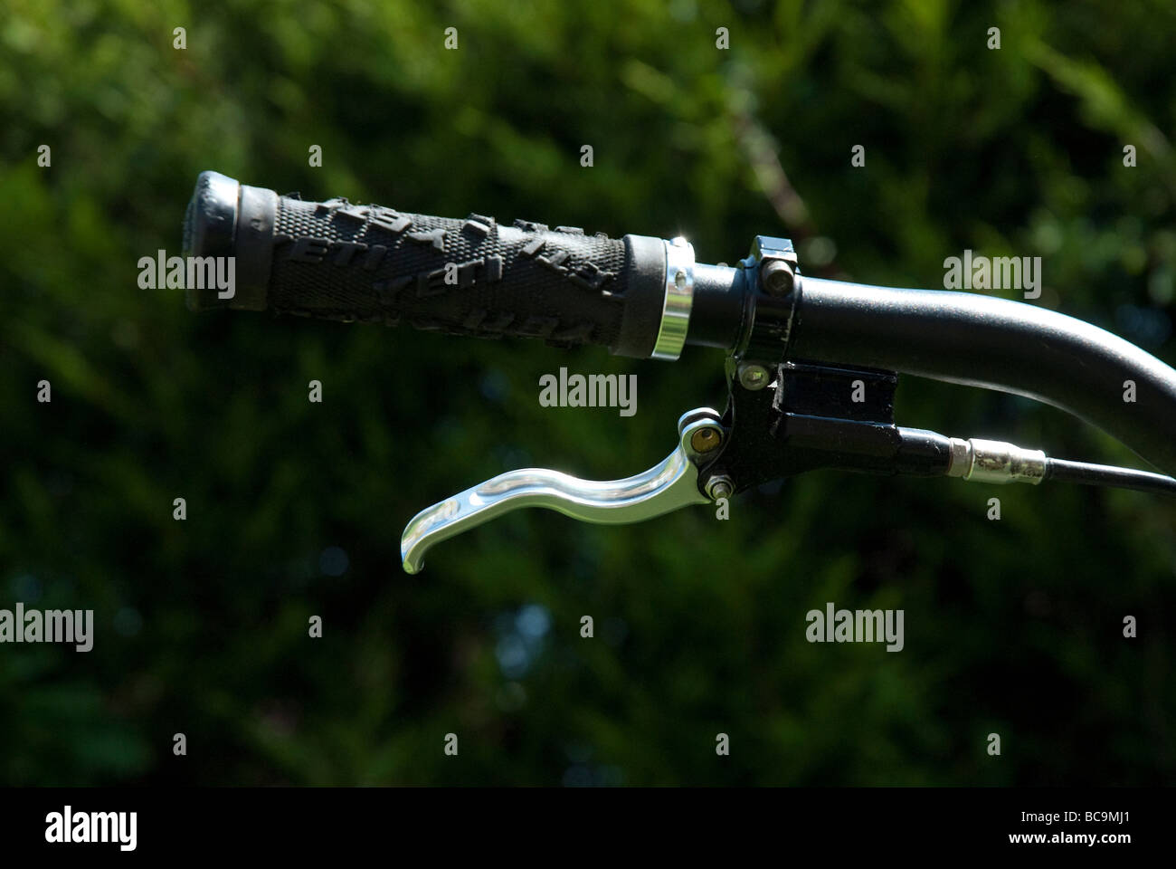 Handlebar Brake on Mountain Bike Stock Photo