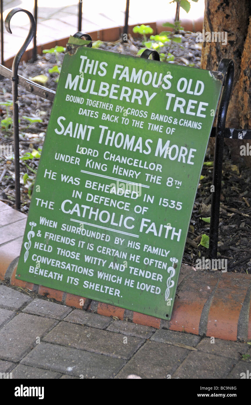 Mulberry Tree information board at the Allen Hall seminary Chelsea