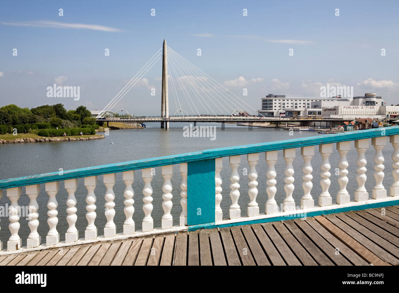 Marine Parade bridge, seen spanning the Marine Lake, Southport, England