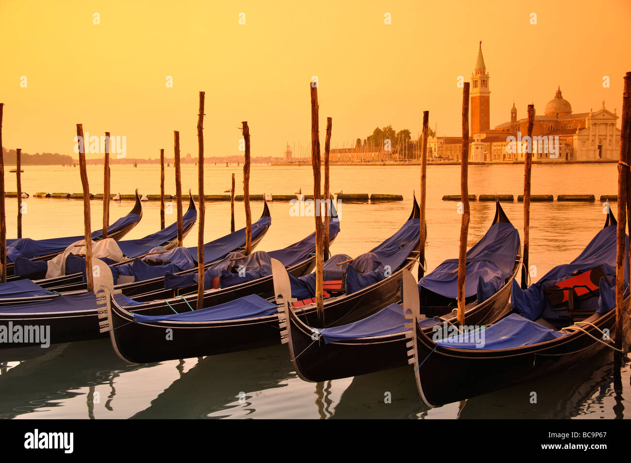 Venice gondolas at sunrise, Italy Stock Photo - Alamy