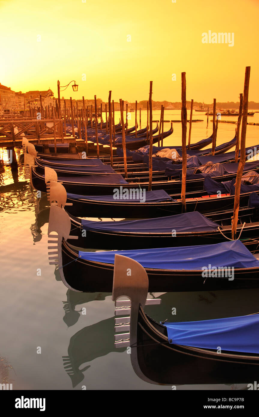 Venice gondolas at sunrise, Italy Stock Photo - Alamy