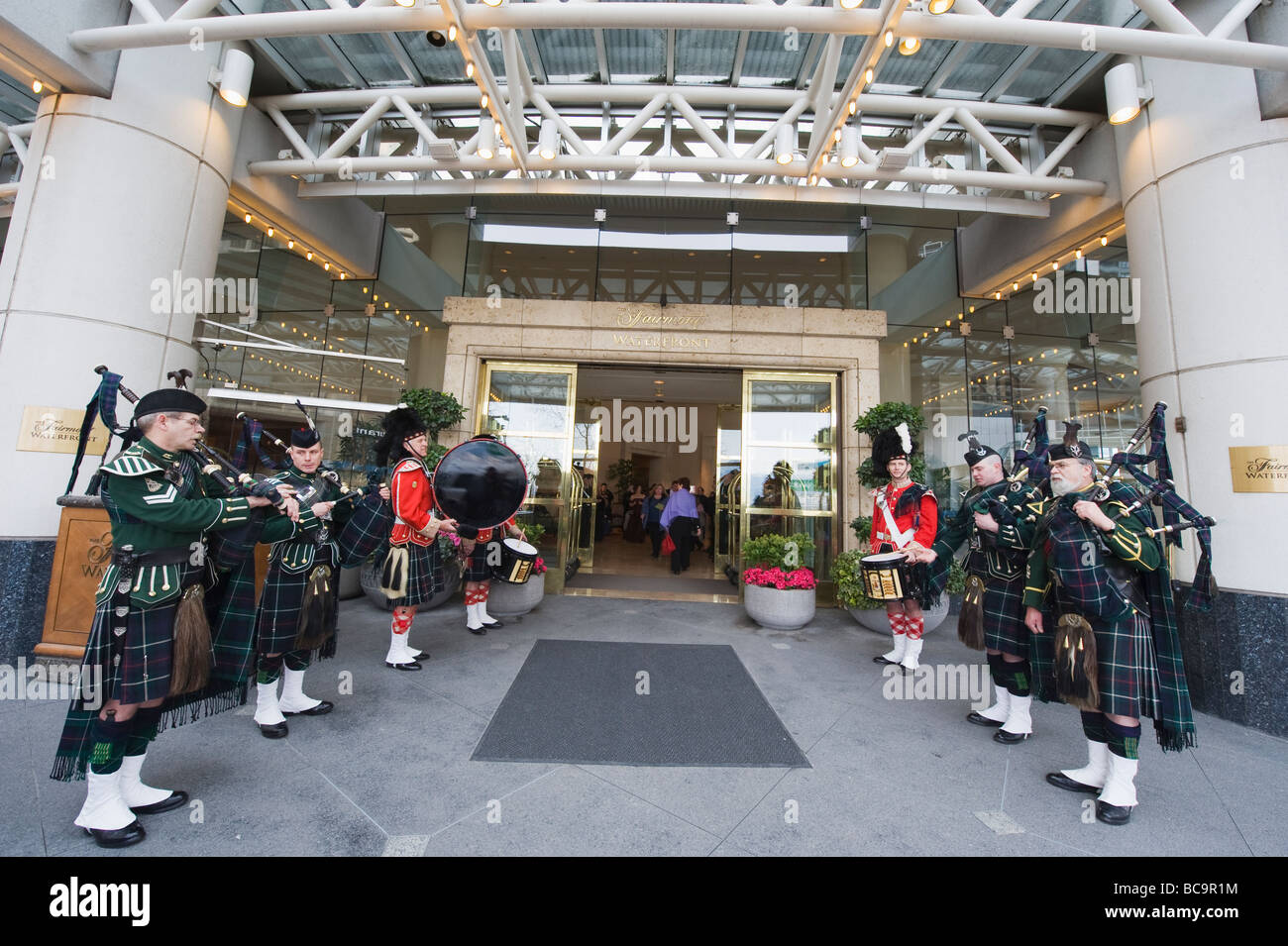 bagpipe players guests at the Fairmont Hotel Vancouver