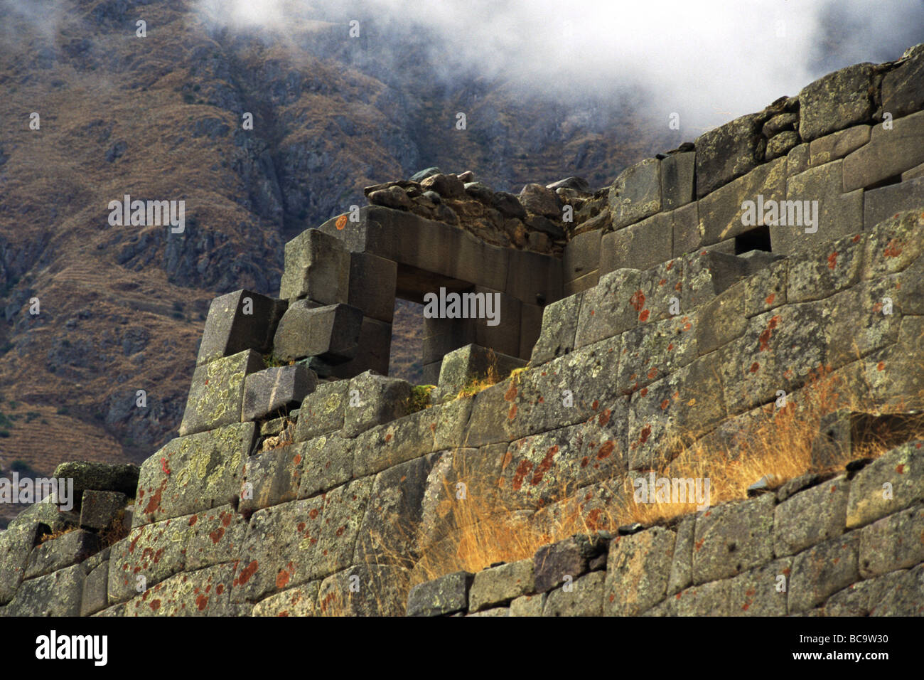 Beautiful doorway of the TERRACE OF THE 10 NICHES in the INCA ruins of ...