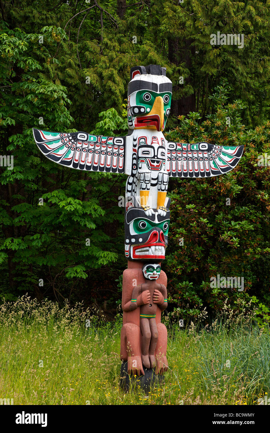 Totem pole in Stanley Park Vancouver City Canada North America Stock ...
