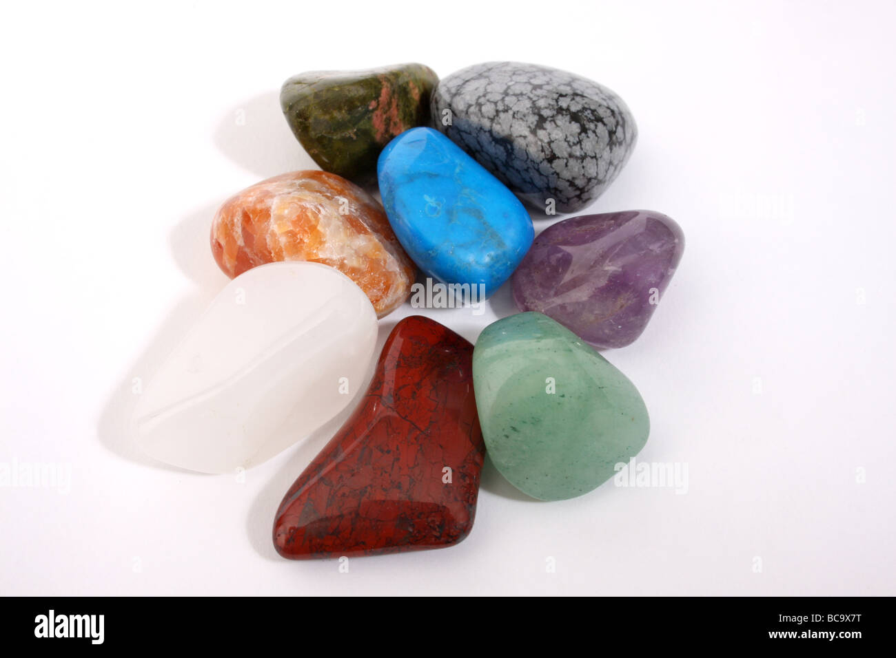 A mixture of healing gemstones Stock Photo