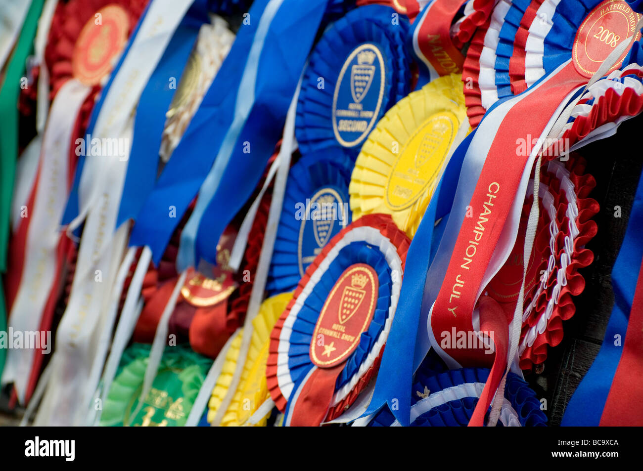 rosettes on display, royal norfolk show, norwich, england Stock Photo