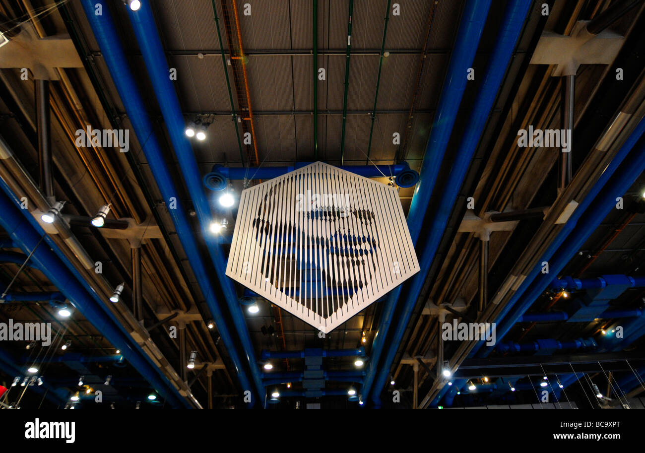 A photo of late French president George Pompidou inside the Pompidou contemporary arts centre, also called Beaubourg, in Paris. Stock Photo