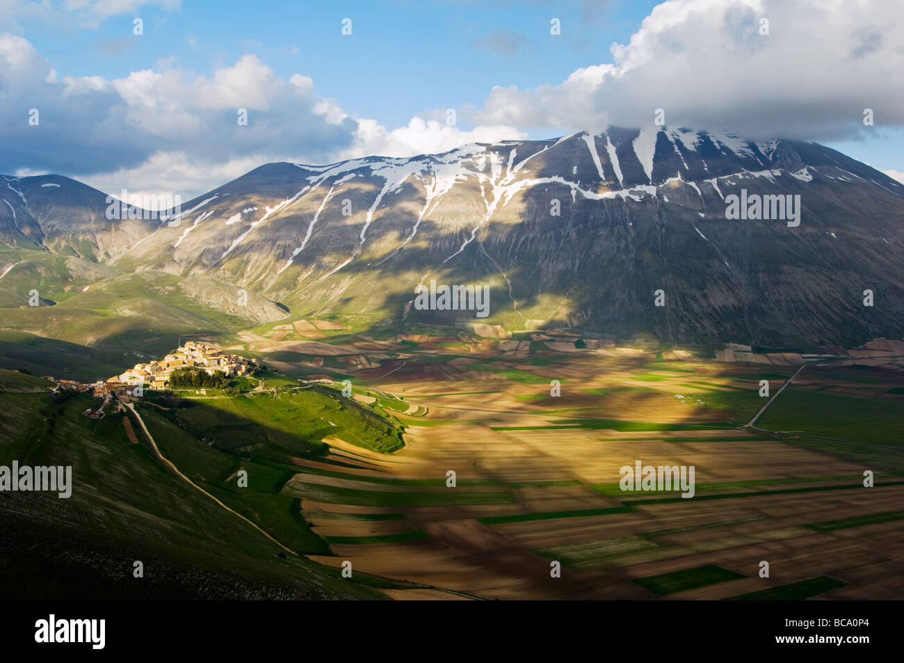 Castellucio in the piano grande umbria stock photo royalty free image