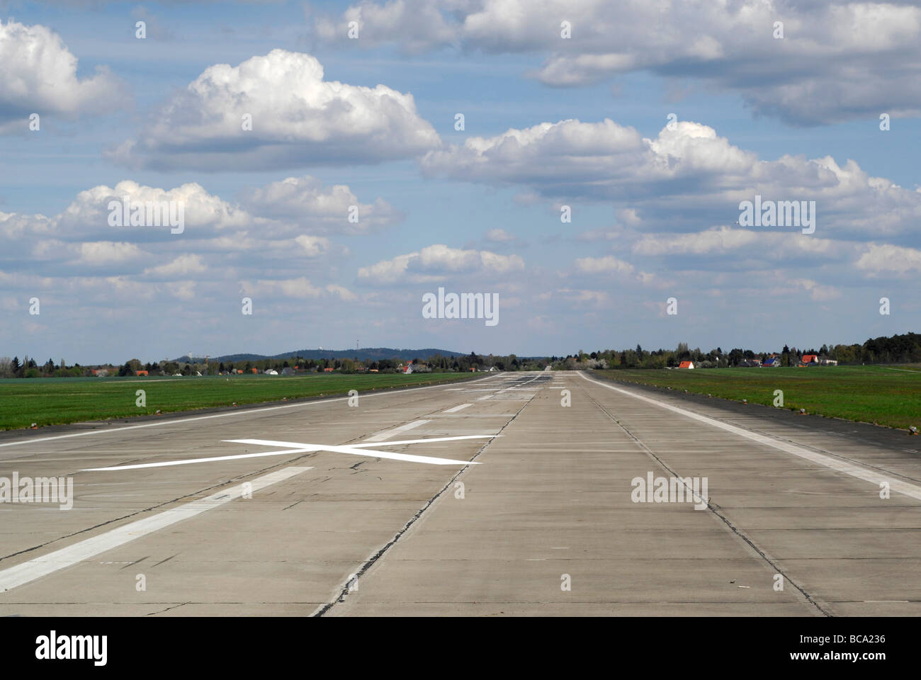 Closed runway at airport Berlin Schönefeld Stock Photo