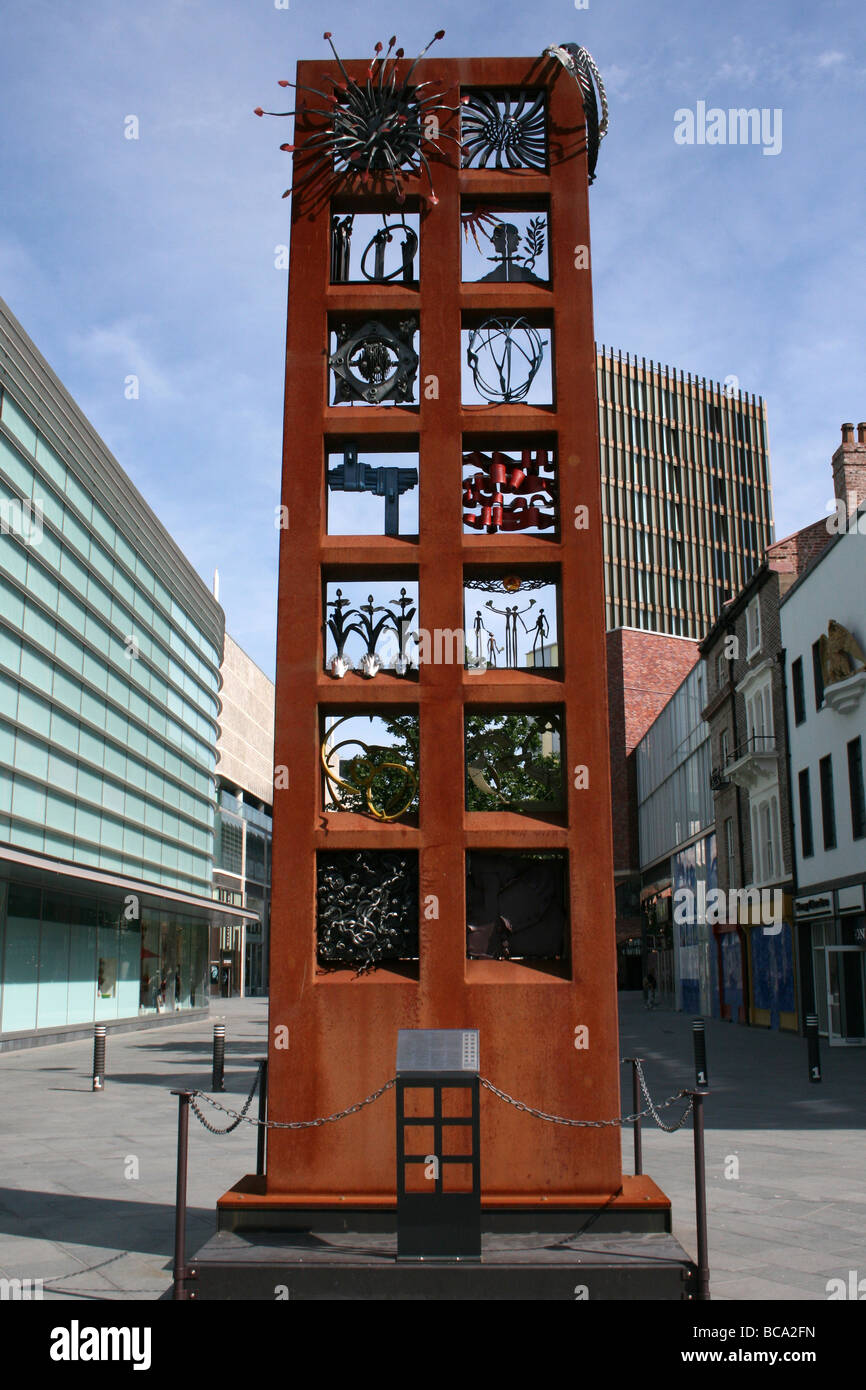 Pillar Of Friendship Sculpture In Liverpool, Merseyside, UK Stock Photo