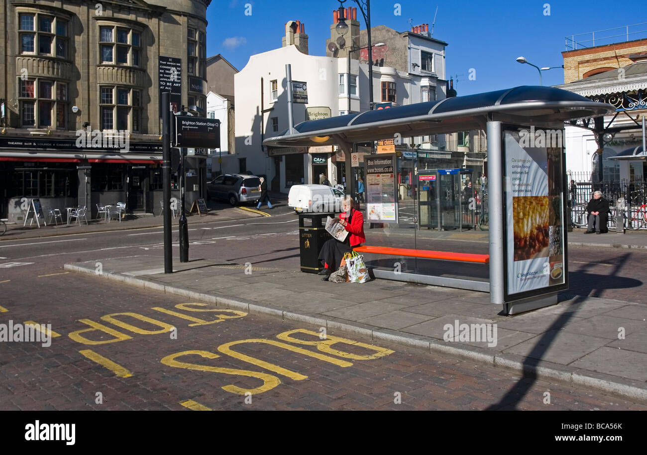 Bus stop Brighton East Sussex England Stock Photo Alamy