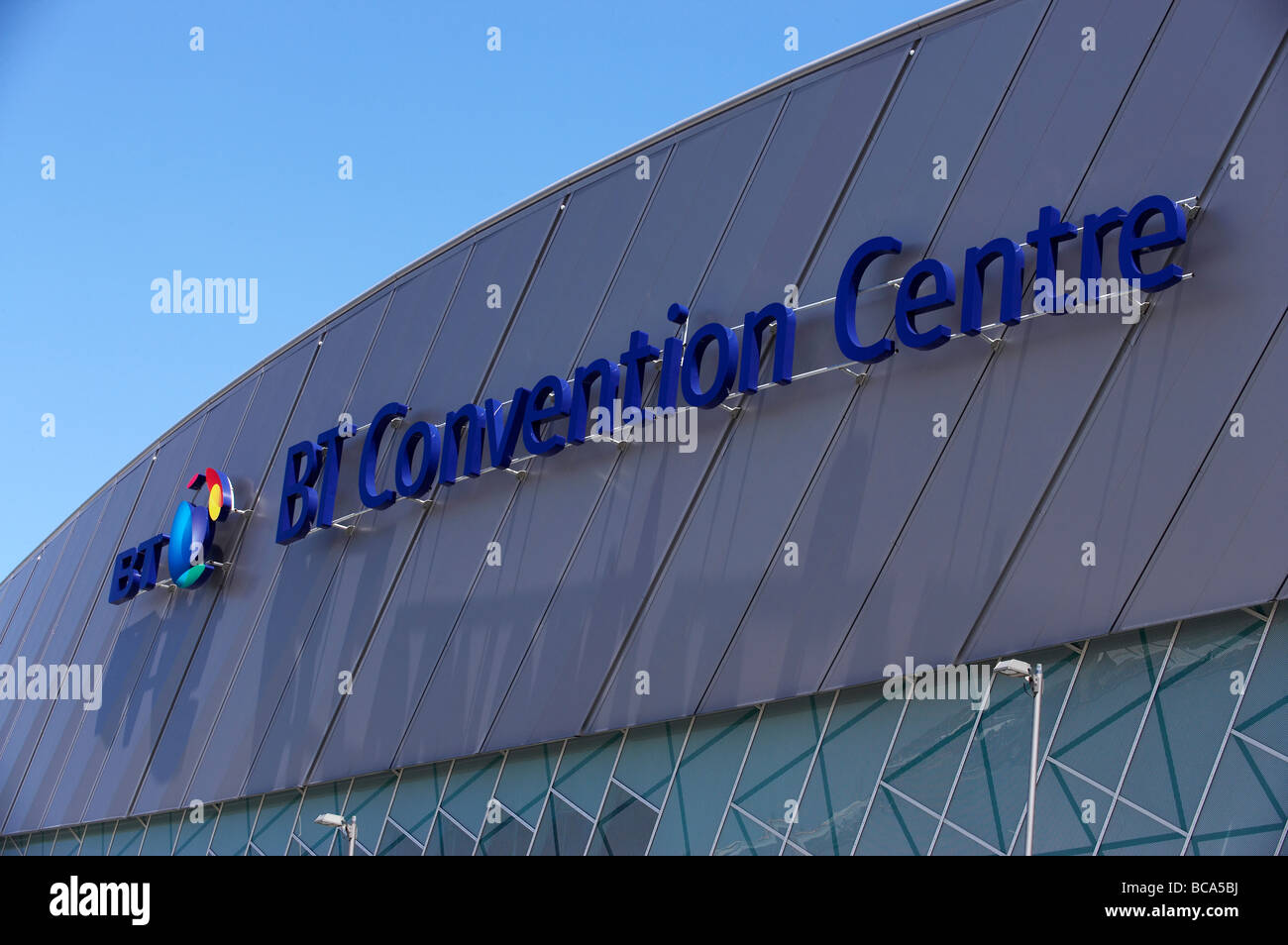 BT Convention Centre logo in Liverpool UK Stock Photo