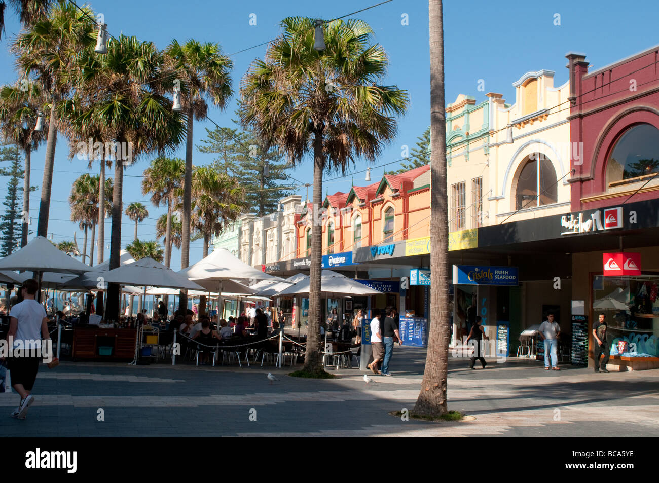 Restaurants on the Corso in Manly, Sydney, NSW, Australia Stock Photo