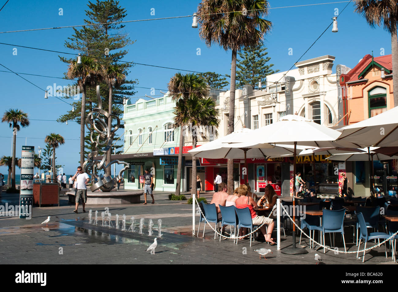 Restaurants on the Corso in Manly, Sydney, NSW, Australia Stock Photo