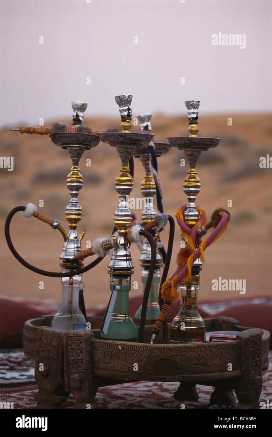 Four hookah, shisha water pipes, Desert, Dubai, United Arab Emirates