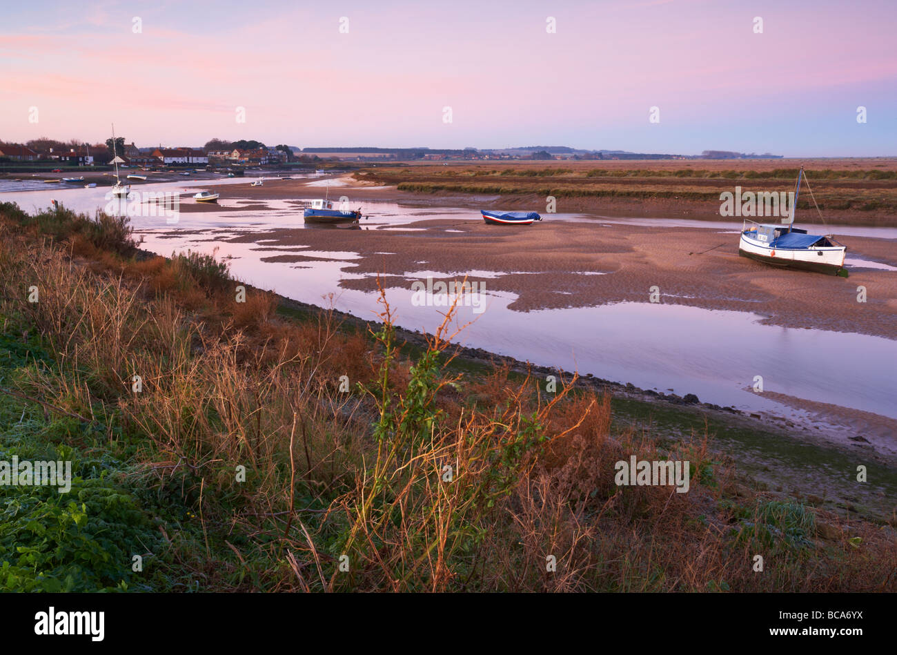 Early morning at Burnham Overy Staithe on the North Norfolk Coast Stock Photo