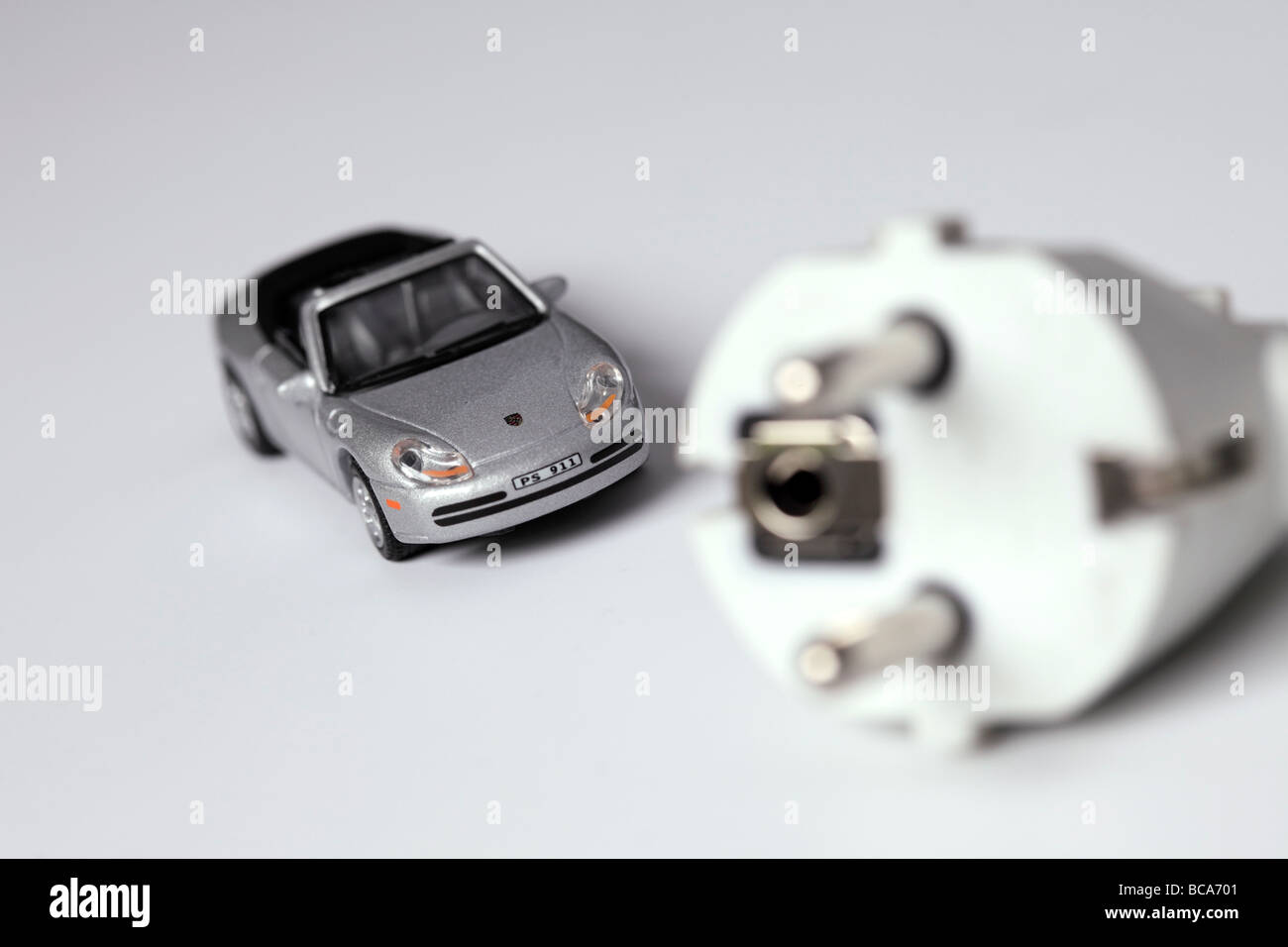 Car model with plug Stock Photo