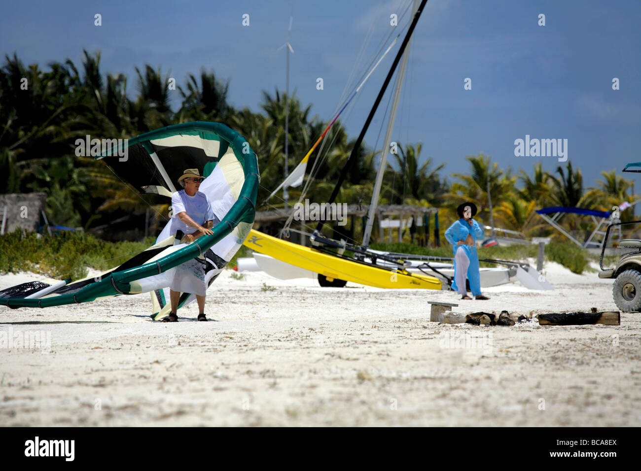 Kite surfing on Holbox island, Quintana Roo, Yucatán Peninsula, Mexico