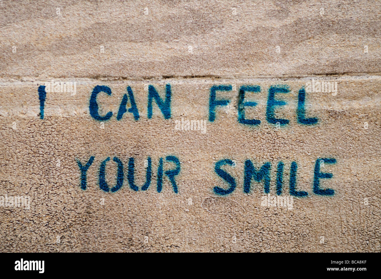 'I can feel your smile' graffiti in Cambridge England UK Stock Photo