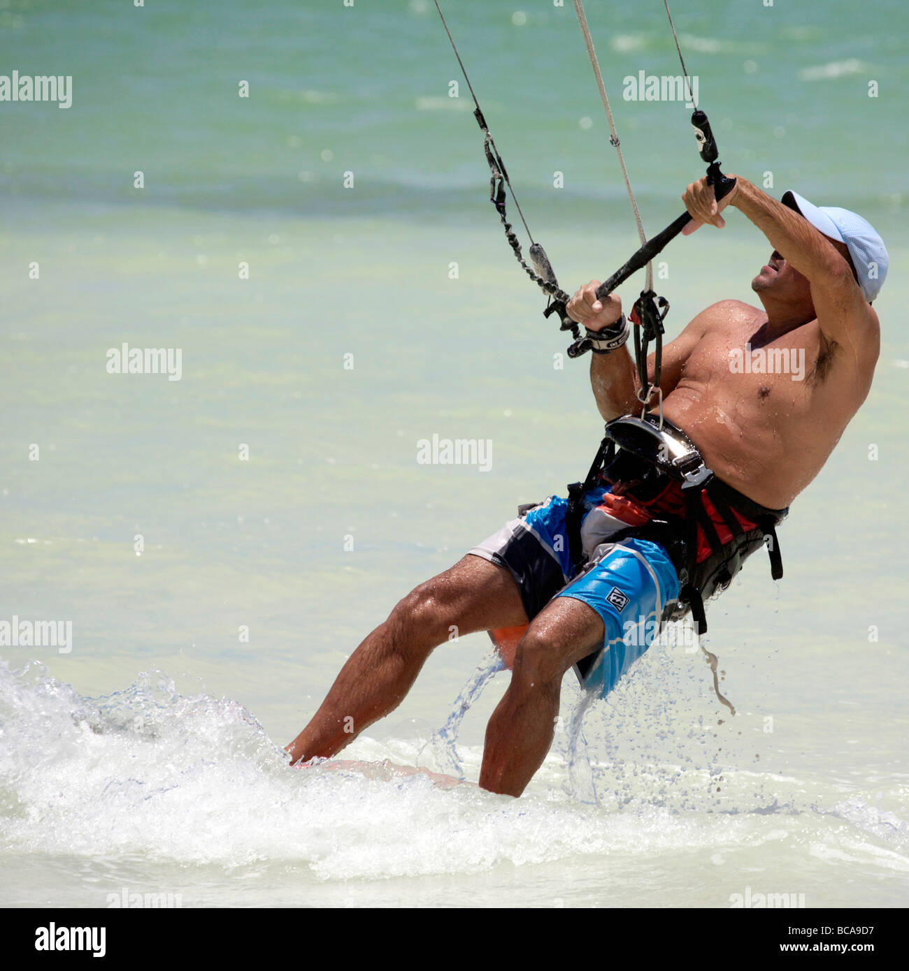 Kite surfing on Holbox island, Quintana Roo, Yucatán Peninsula, Mexico