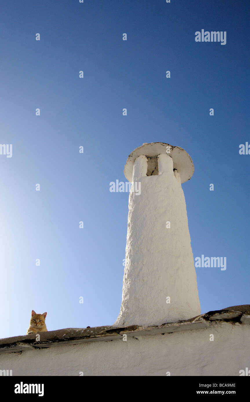Chimneys in Pórtugos, Las Alpujarras. Granada province, Andalusia. Spain Stock Photo
