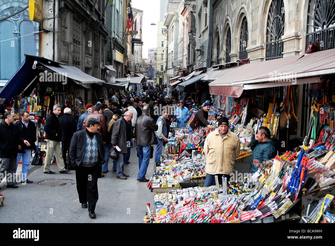 Open air street market in Eminonu Istanbul Turkey Stock Photo
