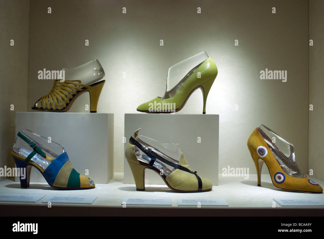 Exposition of Ferragamo's shoes. Opened in 1995 , the Salvatore Ferragamo Museum was designed to show the public the history of the brand's Stock Photo
