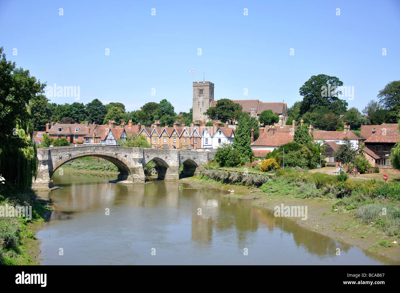 Village view across River Medway, Aylesford, Kent, England, United Kingdom Stock Photo Alamy