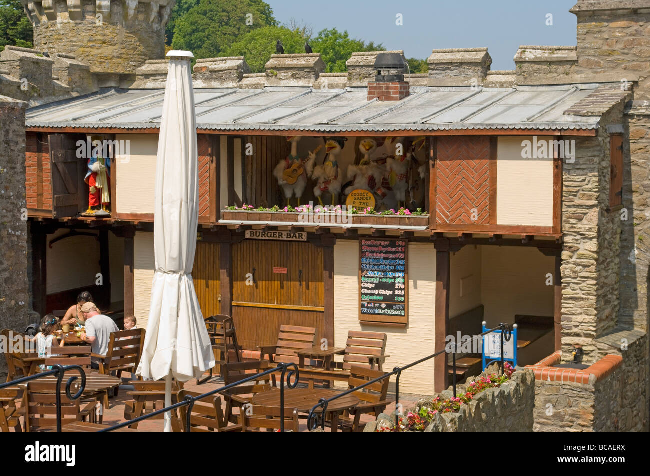 Outdoor Dining Area Watermouth Castle North Devon England Stock Photo