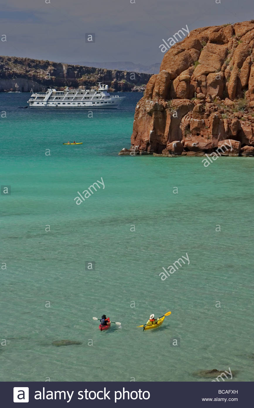 Kayaking, Ensenada Grande, Espiritu Santo, Baja California, Mexico Stock Photo
