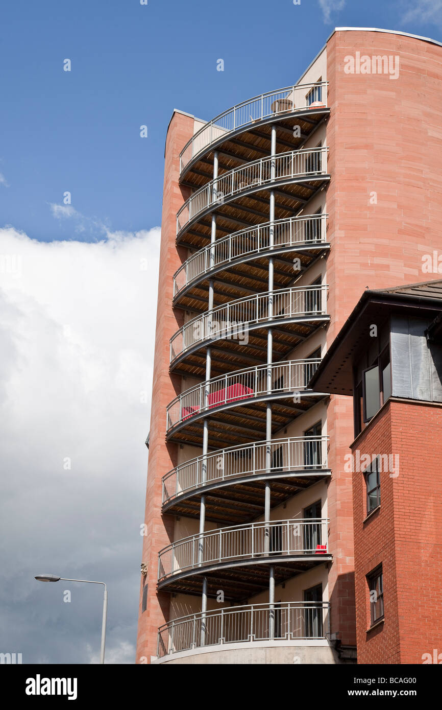 Curved balconies in a modern block of flats just off Glasgow High