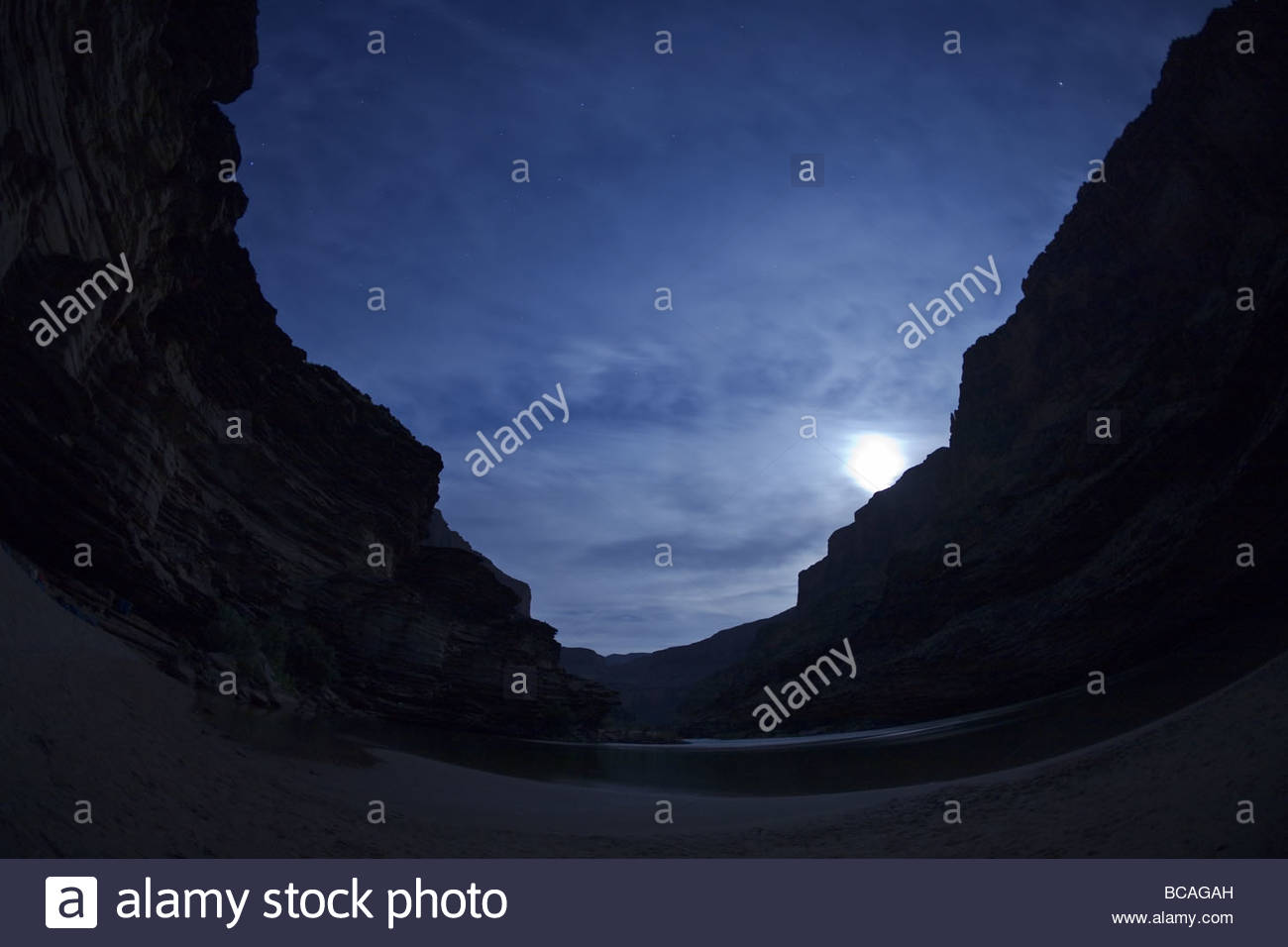 Moonlight, Carbon Creek, Grand Canyon National Park, Arizona Stock Photo