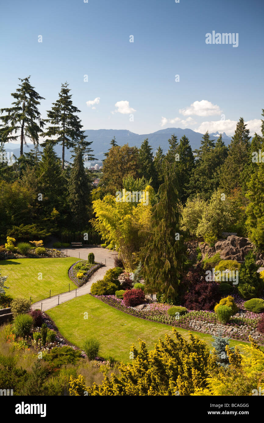 large quarry Garden at Queen Elizebeth Park, Vancouver, BC, Canada Stock Photo
