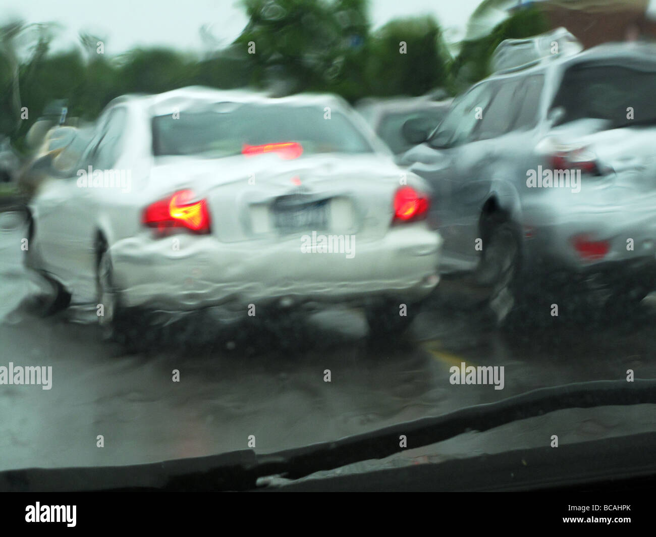 View through windshield during rain storm Stock Photo Alamy