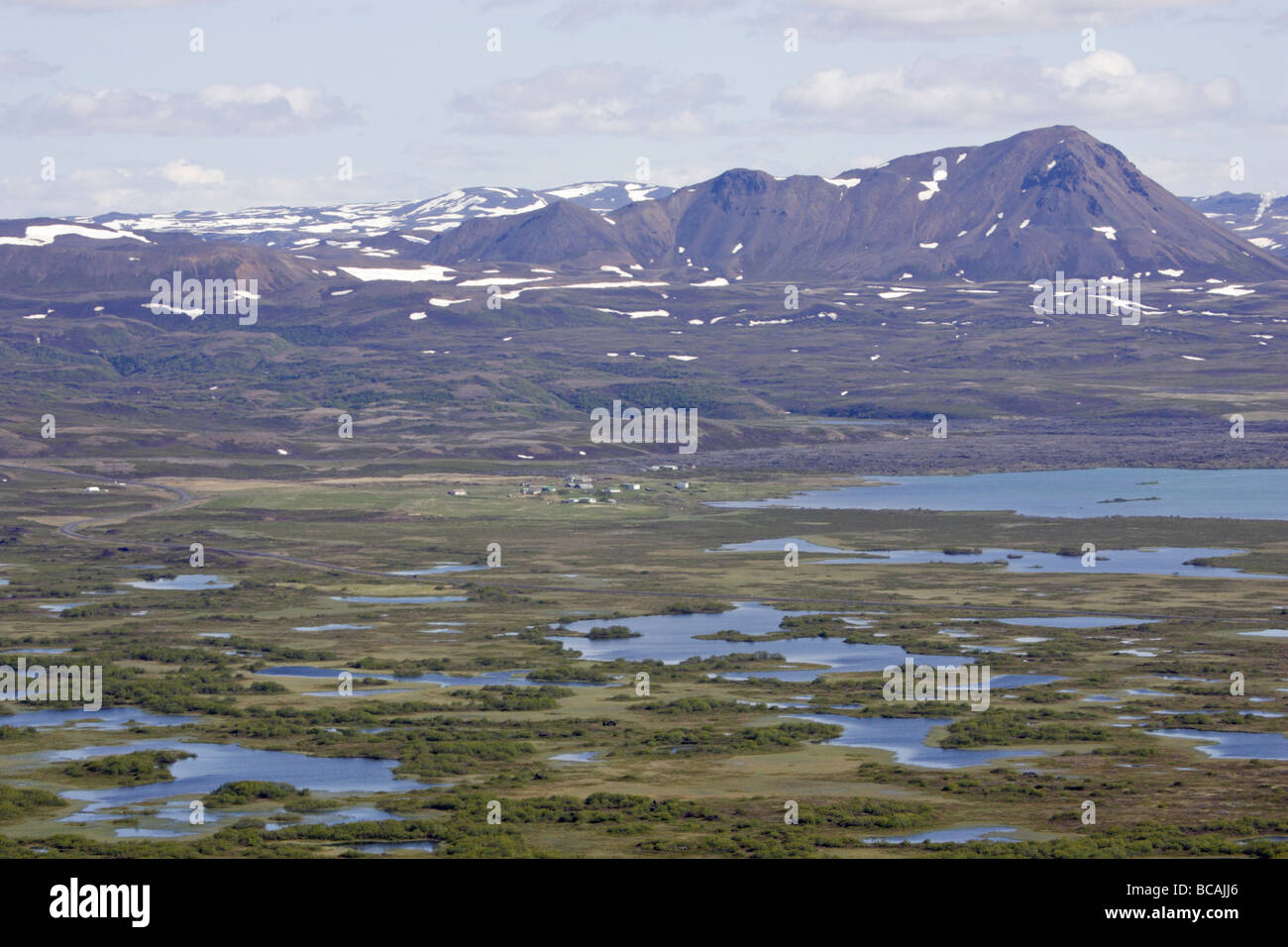 View from Vingbelgar-fjall over Lake Myvatn Stock Photo