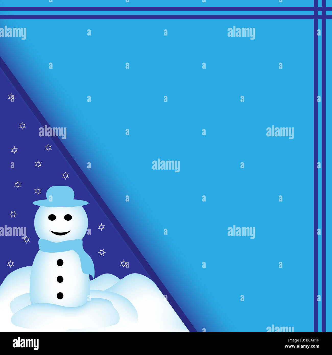 Snowman with blue background Stock Photo - Alamy