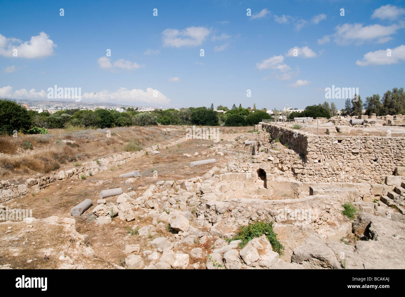 Cyprus Pafos Archeological site the 13th century Saranda Kolones castle Stock Photo