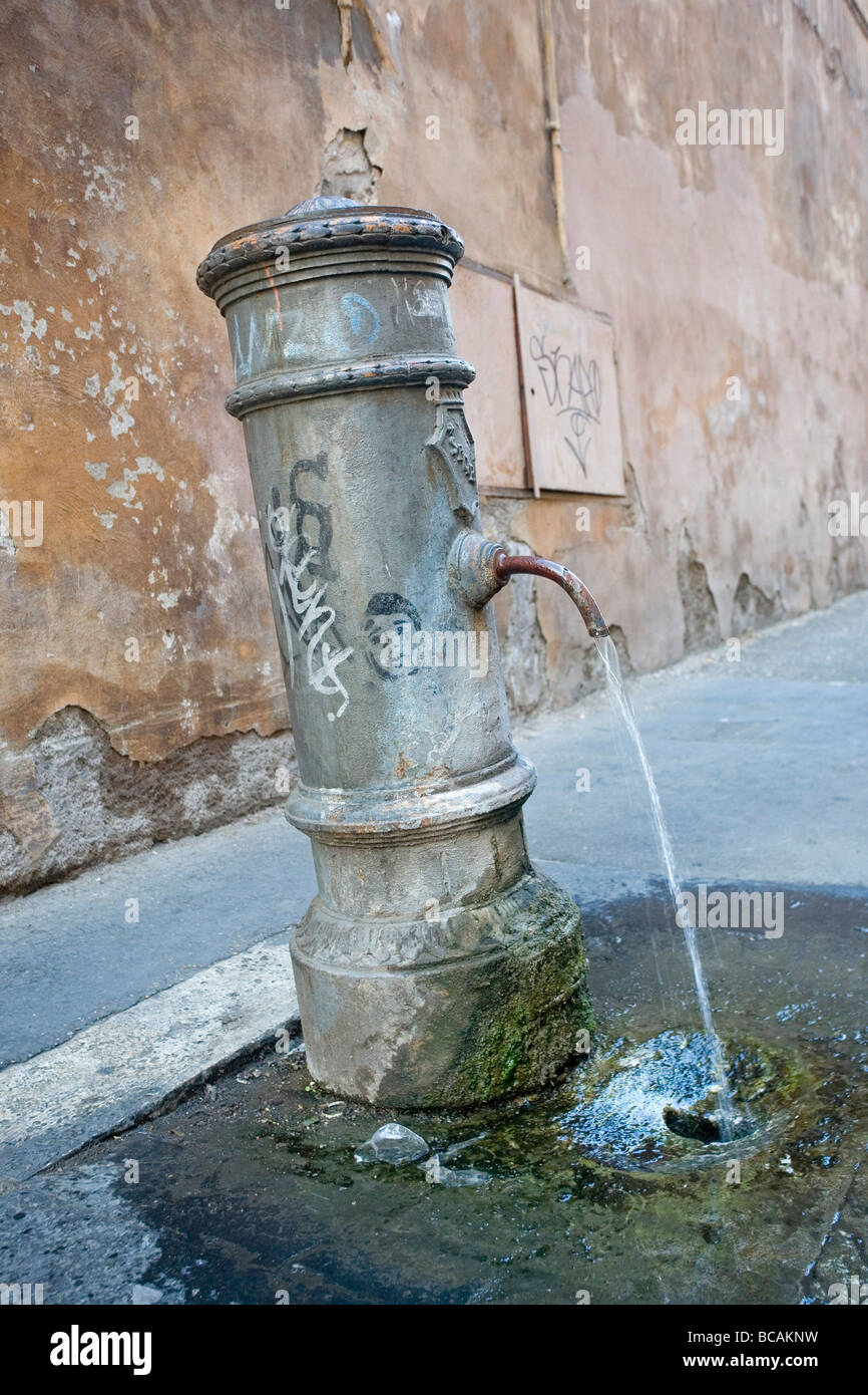 Drinking water fountain in the street in Rome Italy Stock Photo Alamy