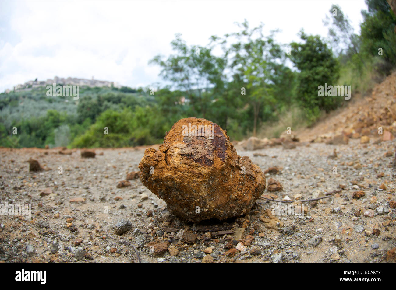 Collinea Metallifere, Tuscany, Italy. Area pollued by acid mine dreinage Stock Photo