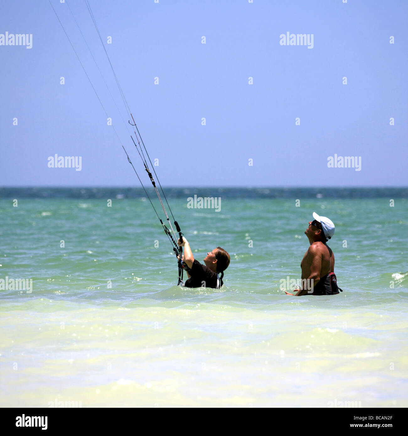 Kite surfing on Holbox island, Quintana Roo, Yucatán Peninsula, Mexico