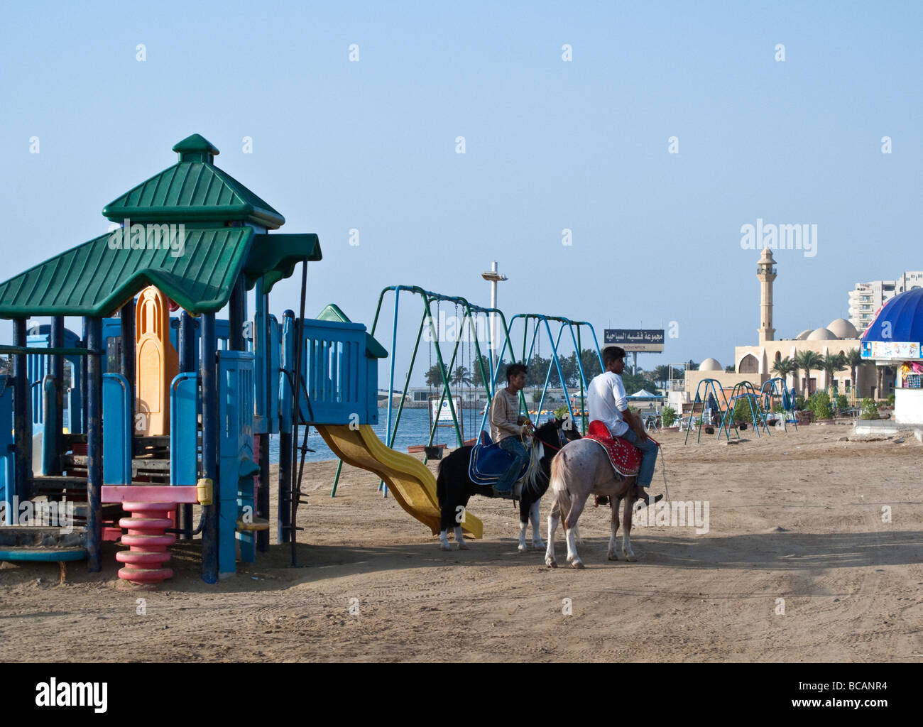 Jeddah people on the Corniche at the sunset Stock Photo