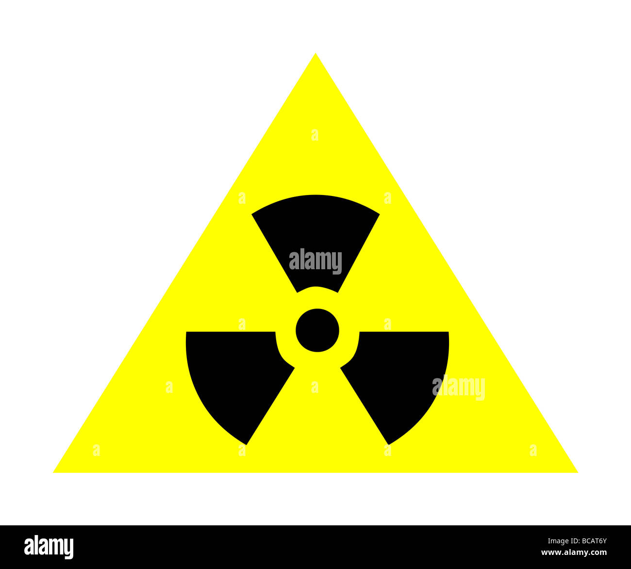 Radioactive warning sign isolated on white background Stock Photo