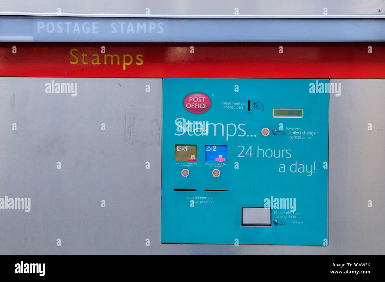 Postage stamp booklet dispensing machine at the Post Office in cambridge England UK Stock Photo
