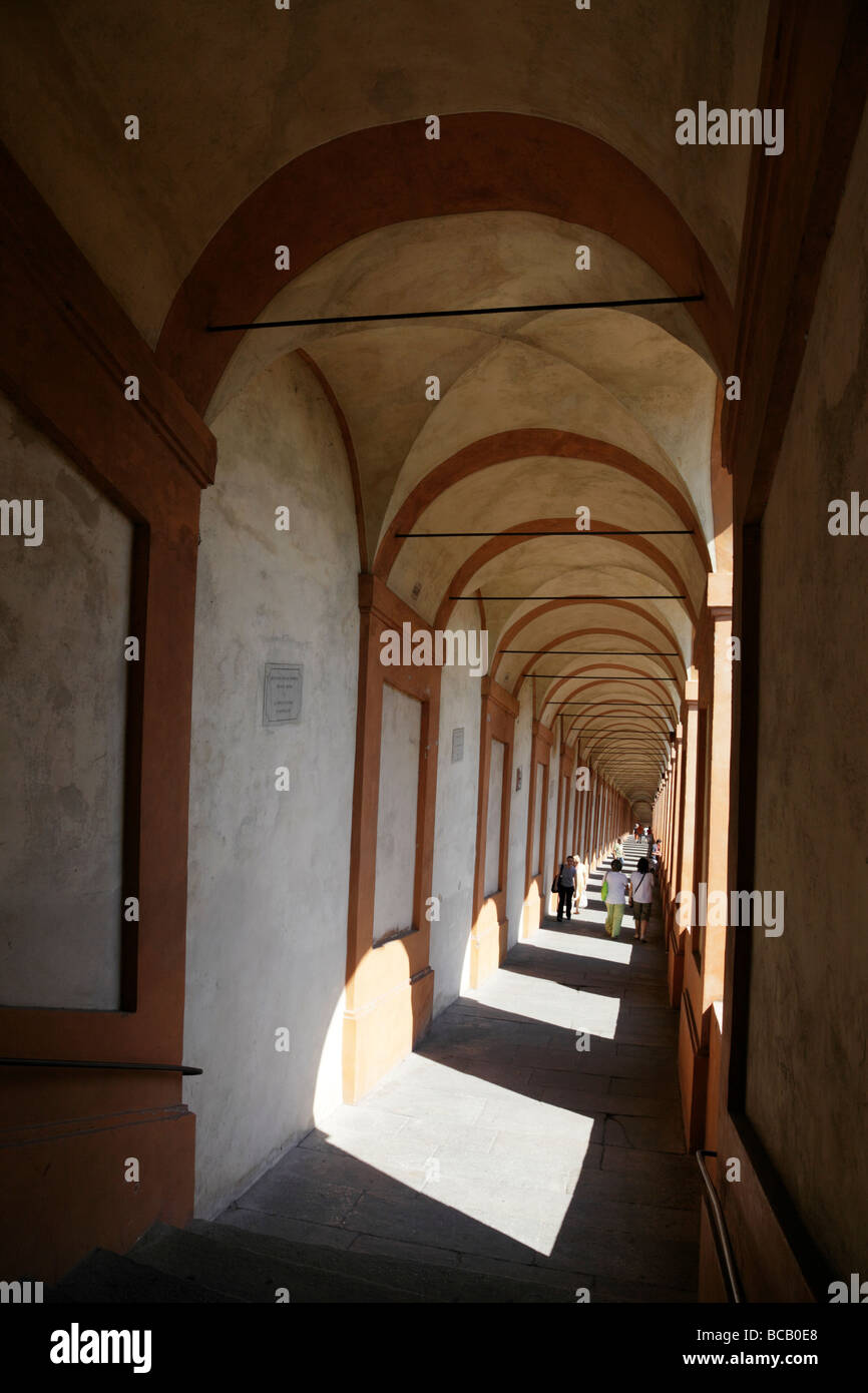 interior of the portico the longest in the world which leads to the church of san luca bologna italy Stock Photo
