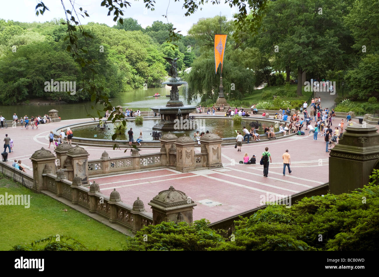 Bethesda Fountain and the lake from the terrace, Central Park, N.Y., U.S.A.