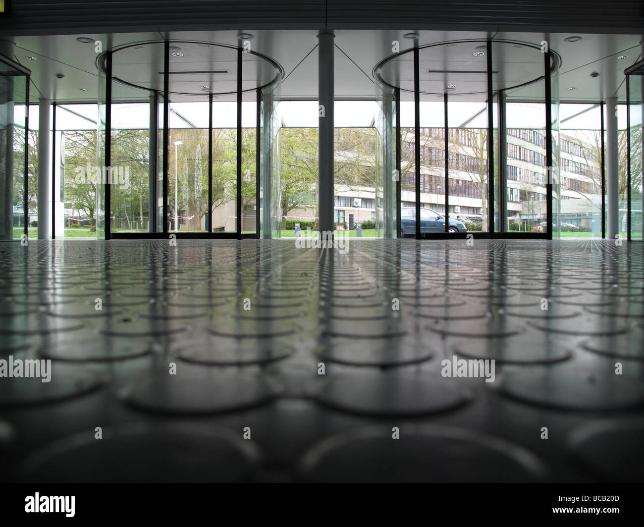 Rubber flooring and revolving doors at the Sainsbury Centre Norwich Norfolk Stock Photo