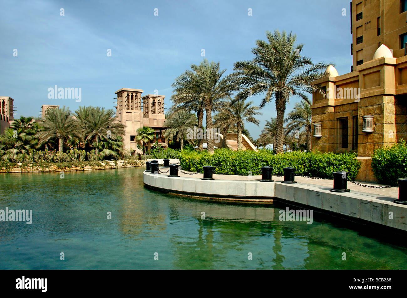 traditional waterfront wind towers in the city of Dubai, United Arab Emirates. Traditionelle Windtuerme Stock Photo