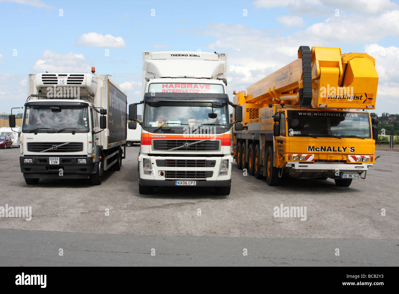 Lorries on a lorry park in the U.K Stock Photo Alamy