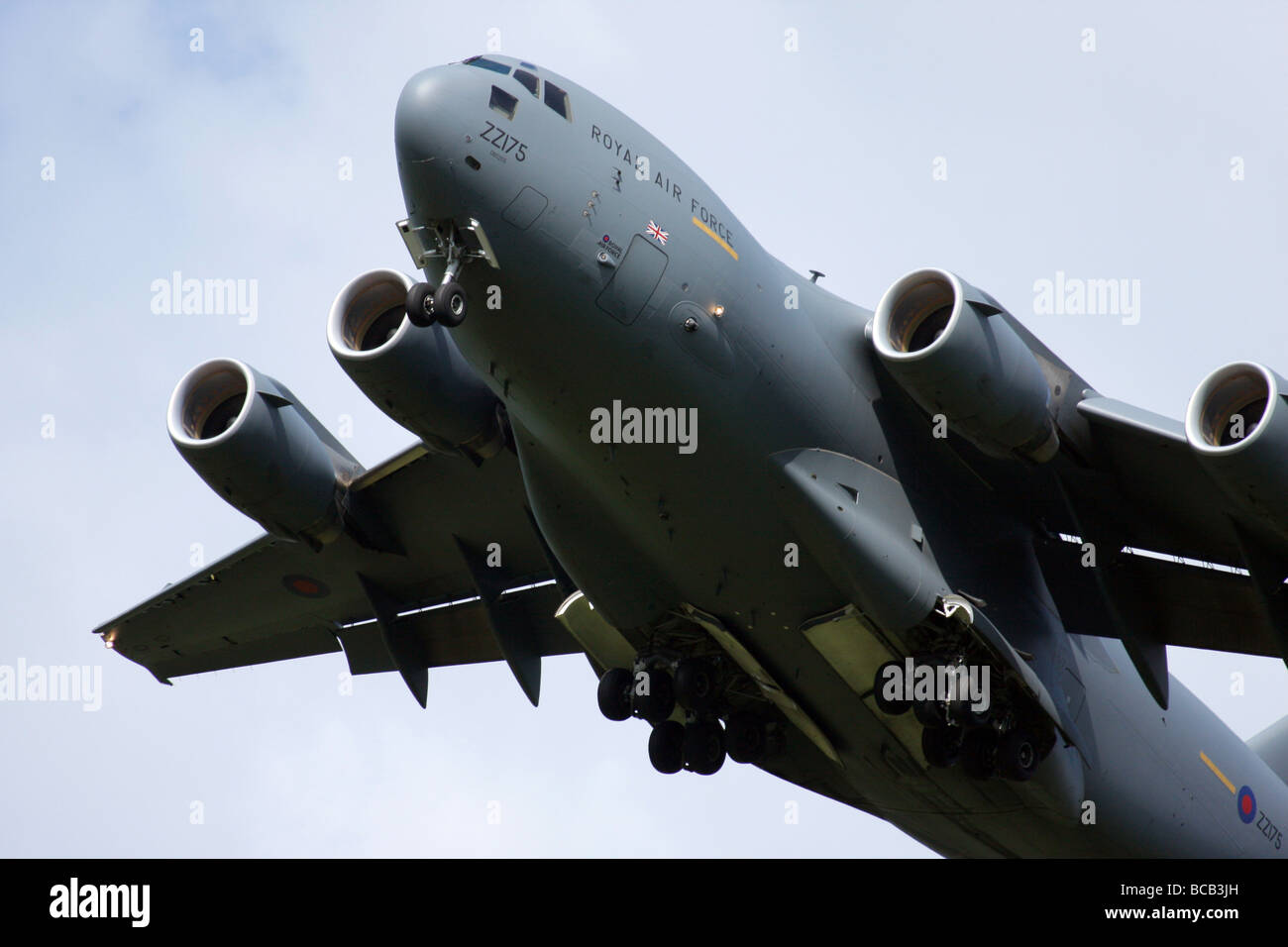 Boeing C 17 Globemaster III on finals at Brize Norton Airfield Oxfordshire UK Stock Photo