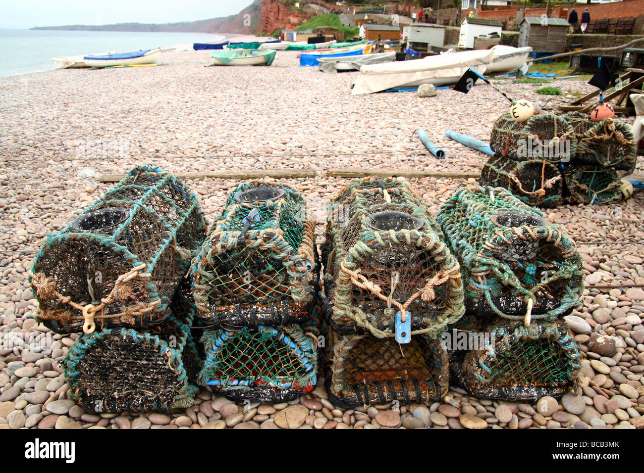Lobster pots at Budleigh Salterton Devon uk Stock Photo Alamy